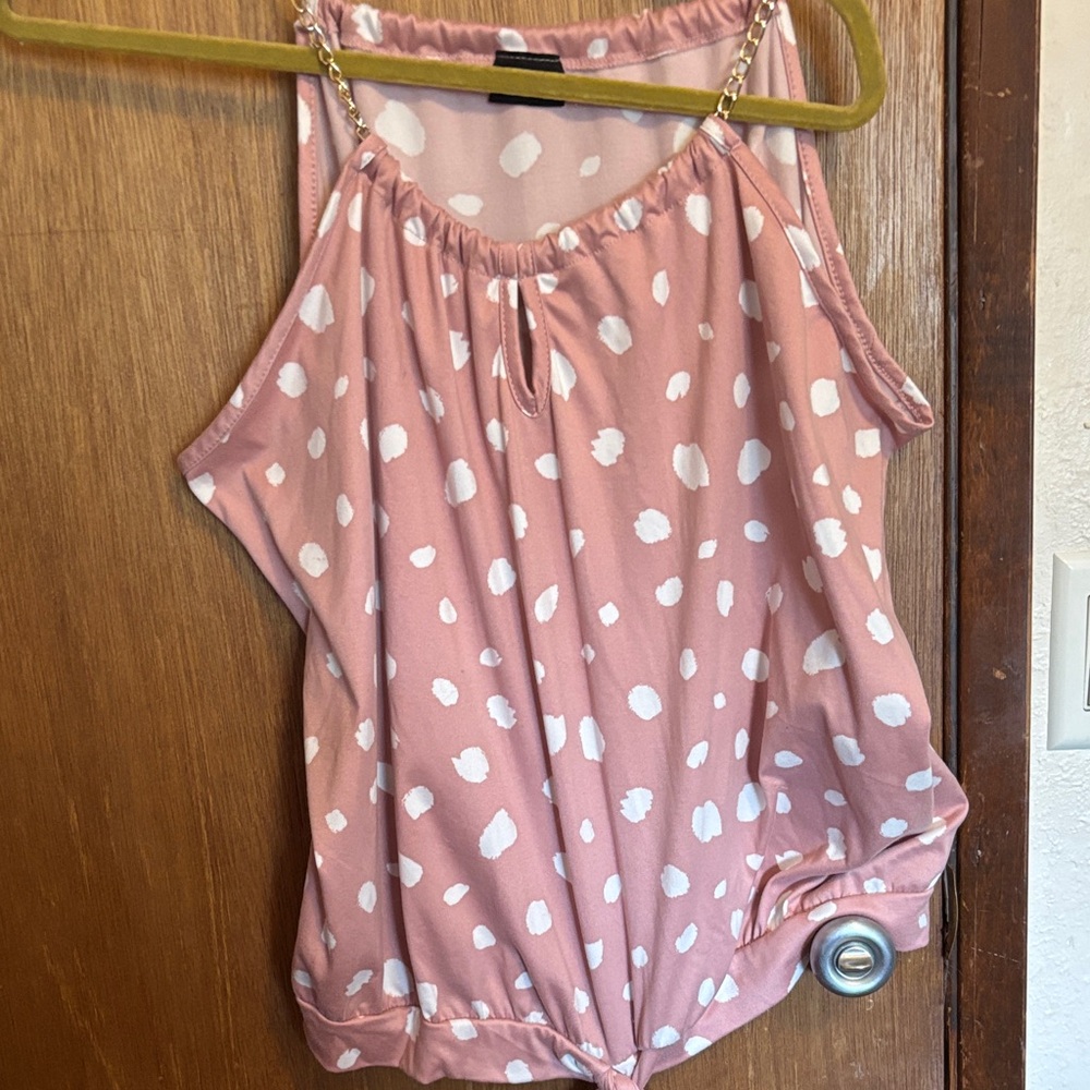 First Love Pink and White Polka Dot Tank Top